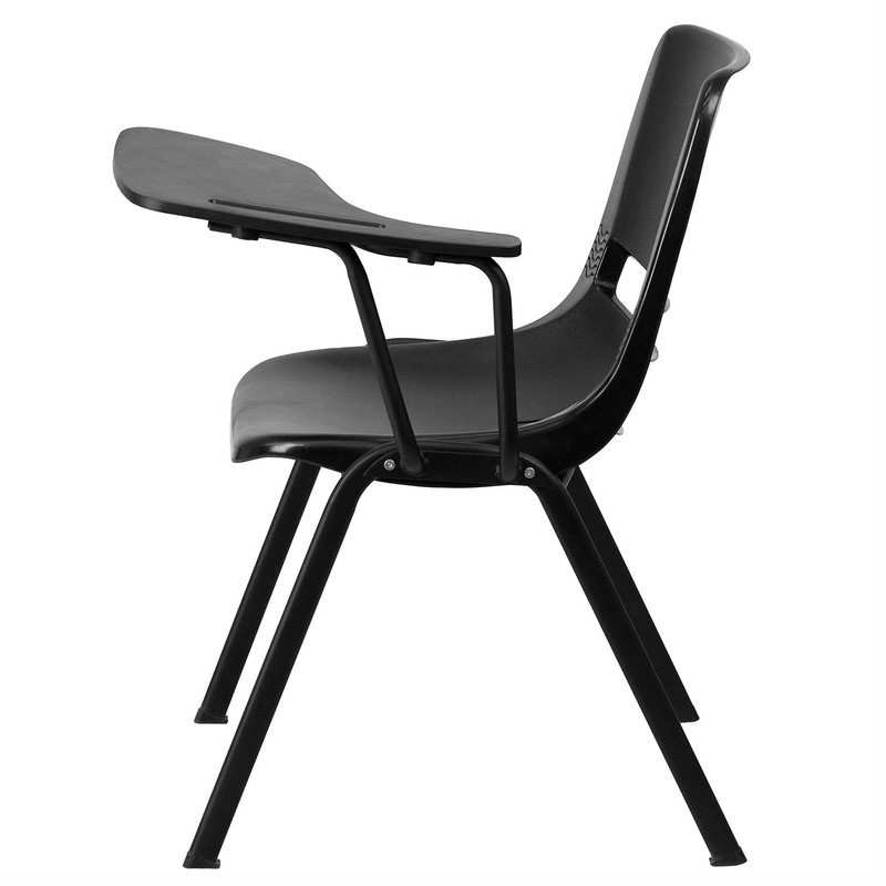Bowery Hill Plastic Classroom Chair in Black with Left Arm Tablet