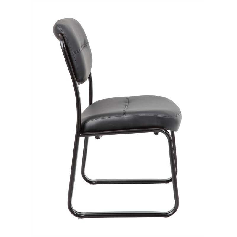 Boss Office Products Leather Plus with Black Frame Guest Chair