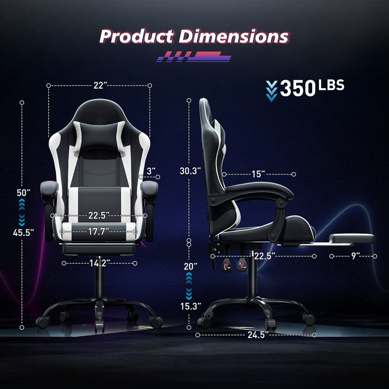 Ergonomic Coumputer Gaming Chair Office Swivel Recliner Seat w/ Footrest White gallery