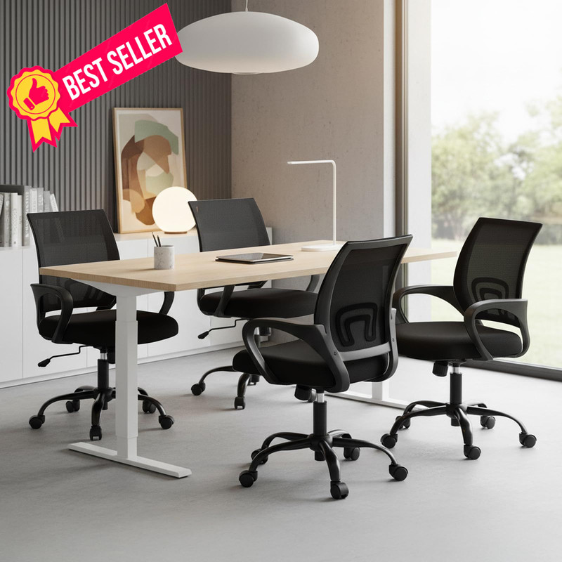 OLIXIS Office Desk Chair - Ergonomic Mid Back with Lumbar 1 Pack, Black gallery