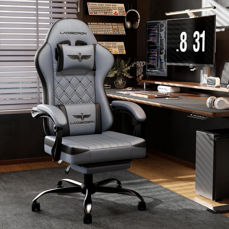 Ergonomic Gaming Chair with Retractable Footrest, High Back Video Game Chairs... gallery