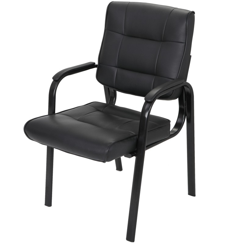 Classic Leather Guest Reception Waiting Room Office Desk Side Chairs Black New gallery