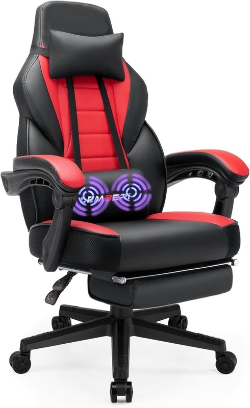 Silla Gamer Ergonómica con Reposapiés y Reposacabezas Ajustable para PC New