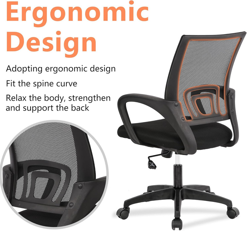 Home Office Chair Desk Computer Chair Adjustable Ergonomic with Lumbar Support gallery
