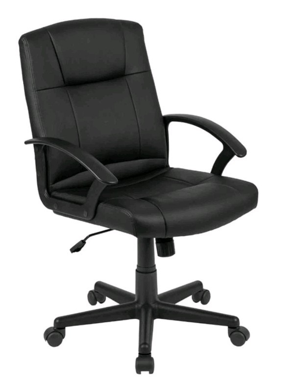 Flash Furniture Fundamentals Mid Back Leather Office Swivel Chair in Black