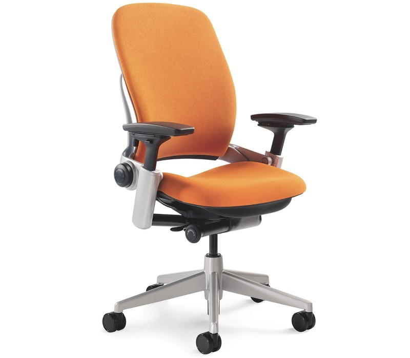 Steelcase Leap PLUS Adjustable Chair V2 - Buzz2 Pumpkin Fabric 500lb Platinum