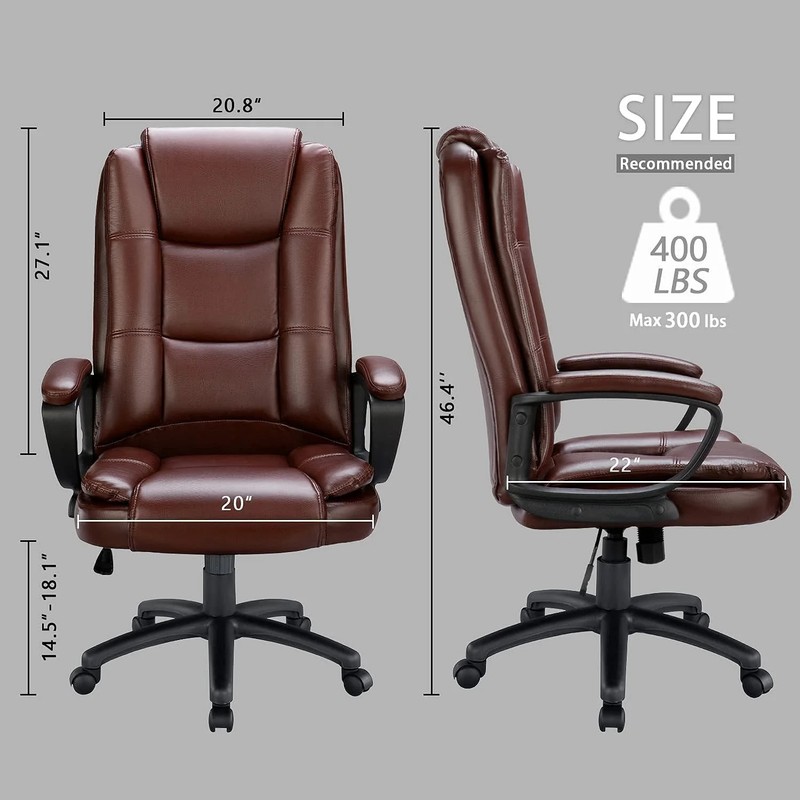 Big & Tall Ergonomic Office Desk Chair - High Back, Leather Cushions gallery
