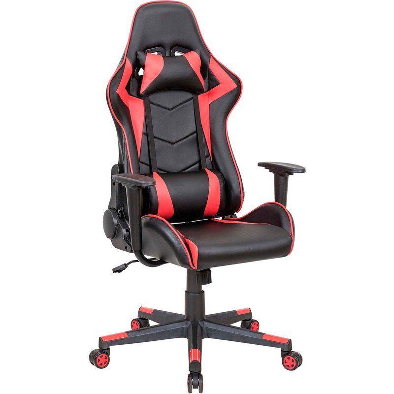 High Back Gaming Chair Bonded Leather Black/Ruby Red