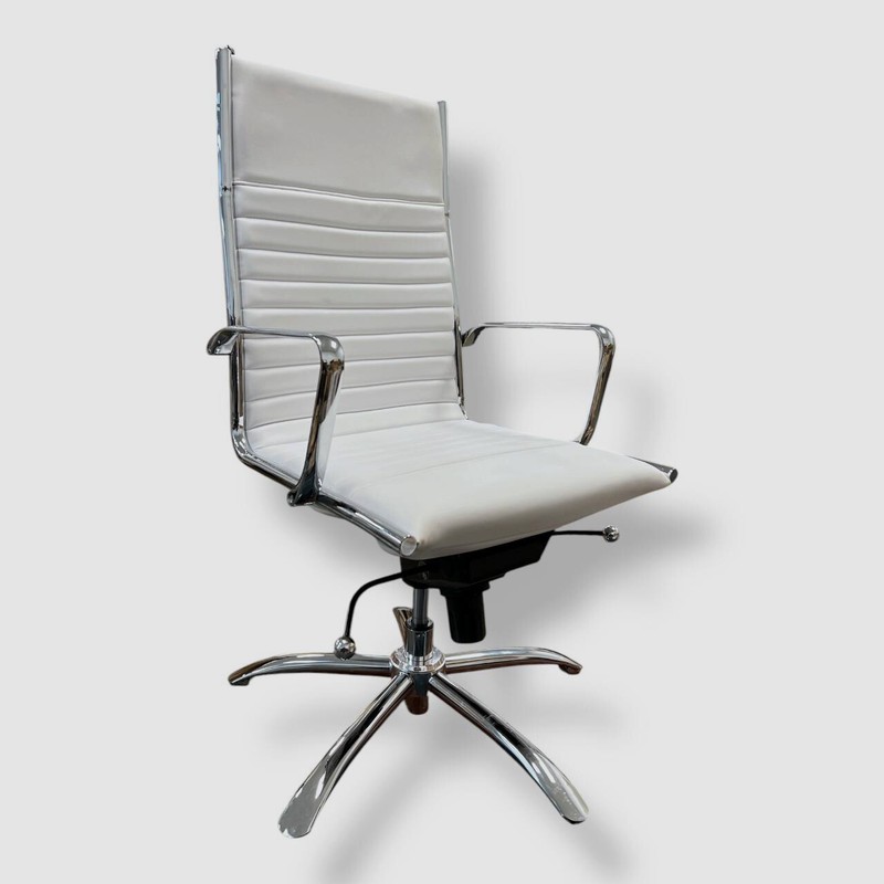 Euro Style White Silver Dirk High-Back Tilt Adjustable Office Swivel Desk Chair gallery