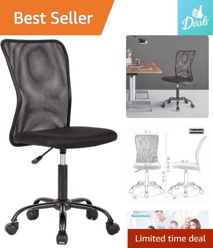 Comfortable Armless Desk Chair with Mesh Back for Home Office - Easy Assembly