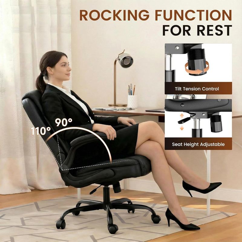GTPLAYER Leather Office Chair, Home Desk Chair with Flip-up Arms and Ergonomic B gallery