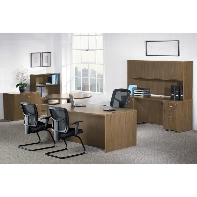 Lorell LLR69970 Walnut Laminate Credenza Shell 66"x24"x29.5" gallery