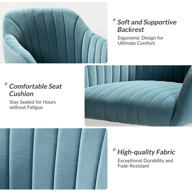 New Sky Blue Chair Home Office Desk Adjustable Swivel Velvet Modern Rolling Gold gallery