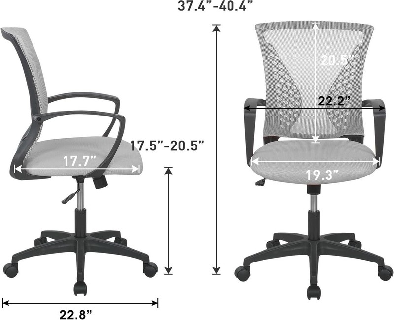 Comfortable Mesh Swivel Office Chair with Armrests and Ergonomic Design, Grey gallery