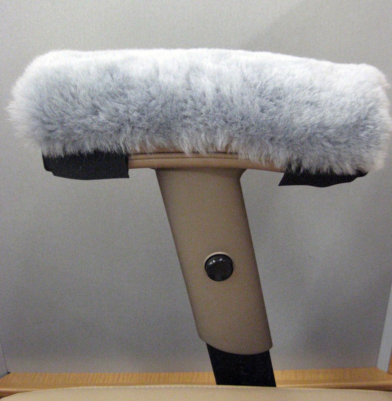 PAIR Beige 10" Long Merino Sheepskin ARMREST Covers Pad Office or Wheelchairs gallery