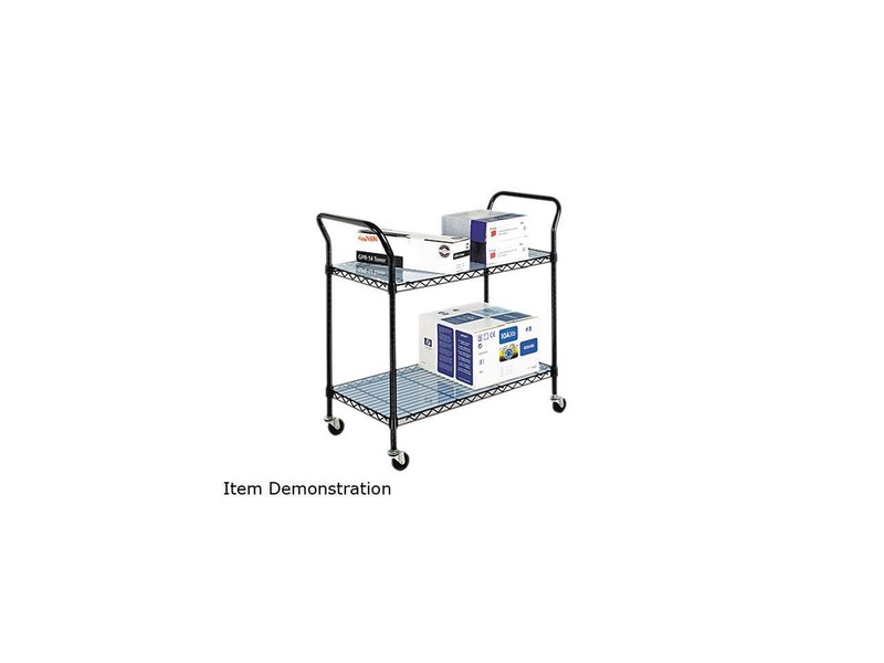 Safco 5337BL Wire Utility Cart, 2-Shelf, 43-3/4w x 19-1/4d x 40-1/2h, Black