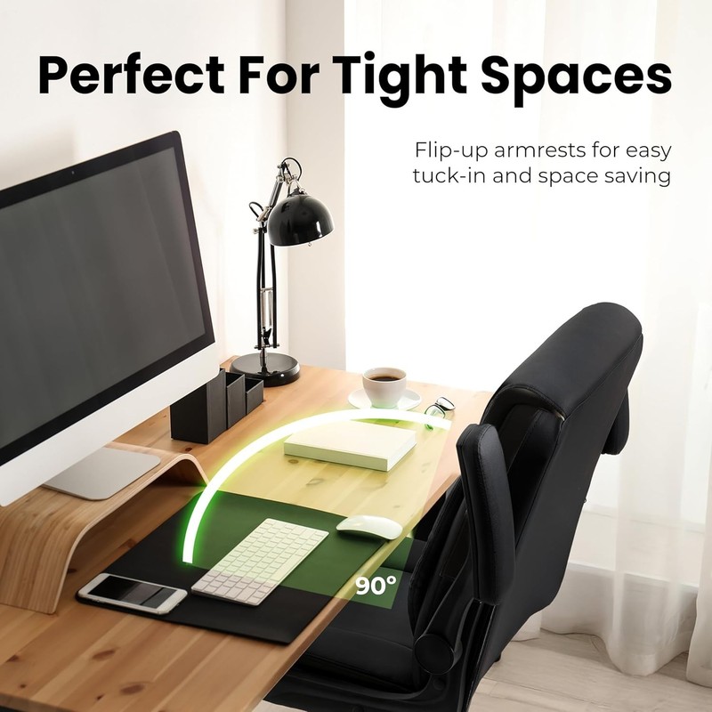 PU Leather Ergonomic Chair - Adjustable, Flip-Up Arms, 300 lbs Capacity gallery