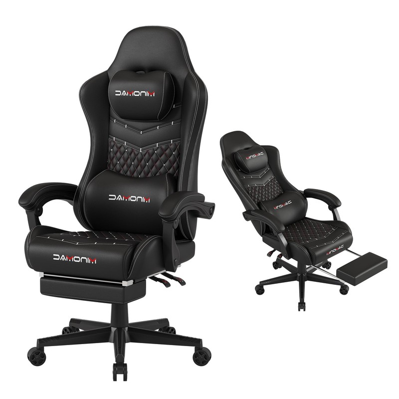 Gaming Chair,Ergonomic Computer Gaming Chair,400lb Load-Bearing,Retractable F...