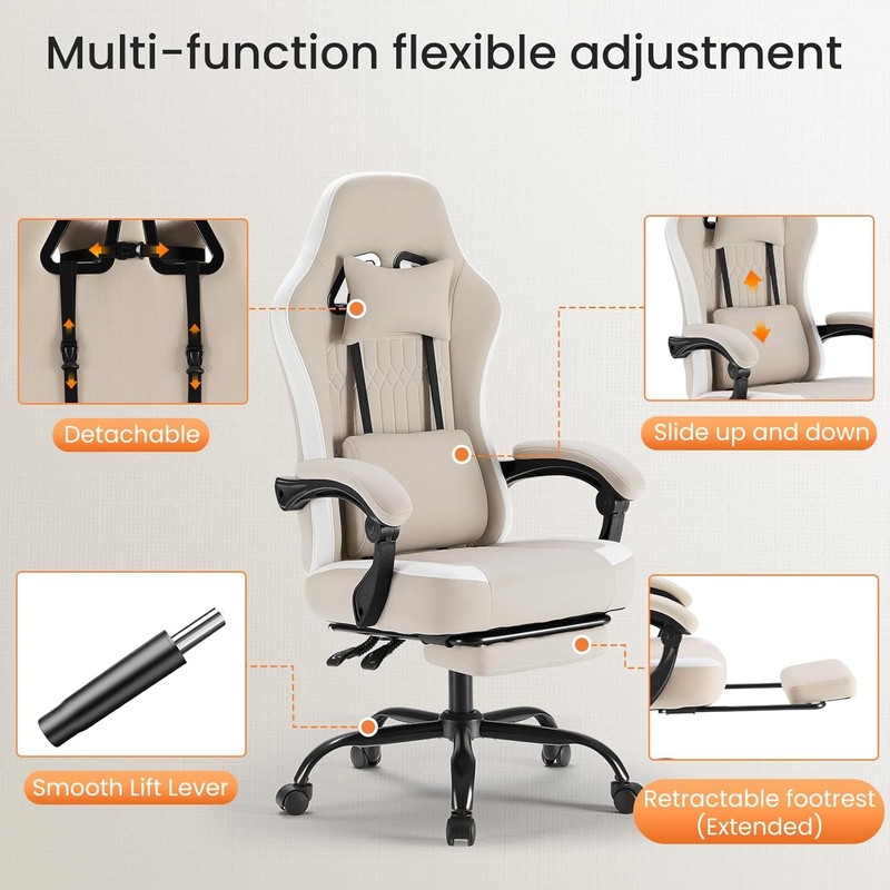 Computer Gaming Chair High Back Ergonomic Desk Chair with Footrest and Lumbar gallery
