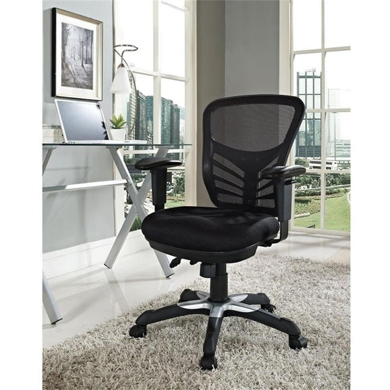 Scranton & Co Modern Mesh Fabric/Sponge Office Chair in Black gallery