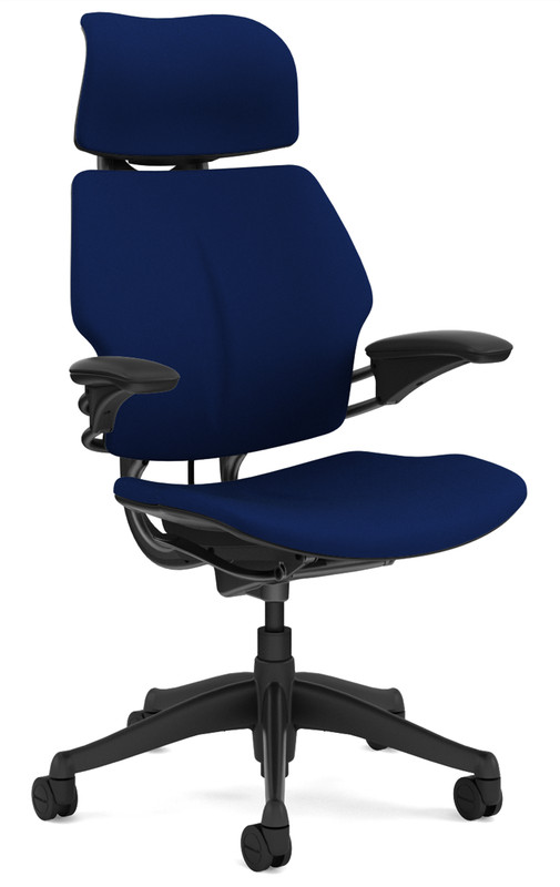 HumanScale Freedom F213 Navy Wave Fabric Advanced Duron Arms Office Desk Chair