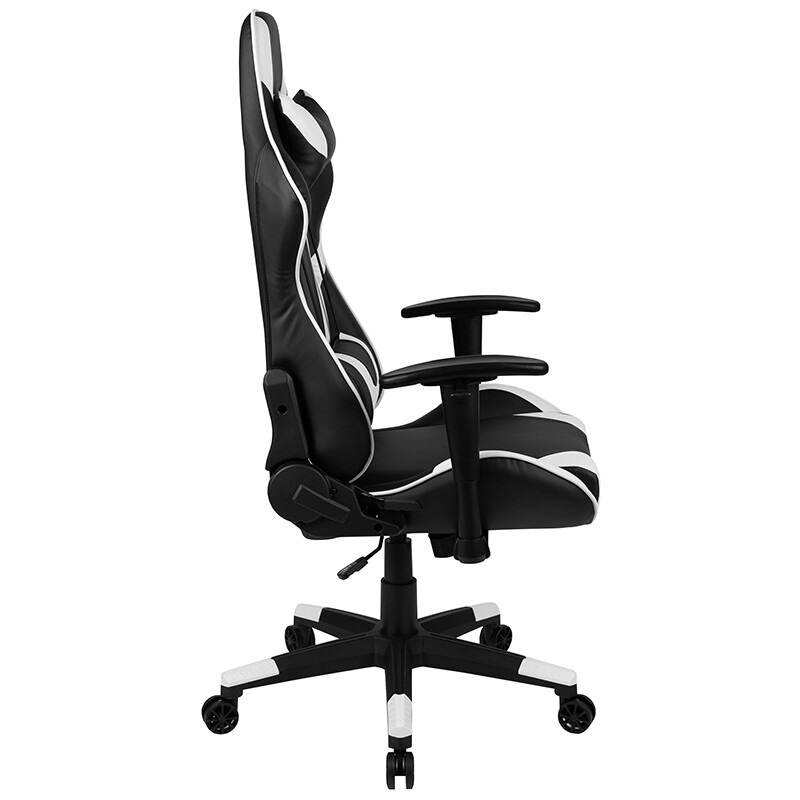 High Back Racing Gaming Chair with adjustable Arms in Black/White Leathersoft gallery