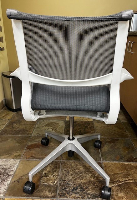 Herman Miller Setu with arms- Studio White- blue nylon fabric- Set of 3 gallery