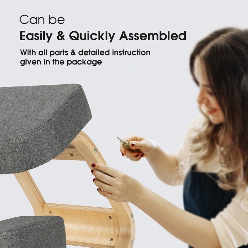 Ergonomic Kneeling Chair Rocking Stool Upright Posture Office Furniture Grey gallery