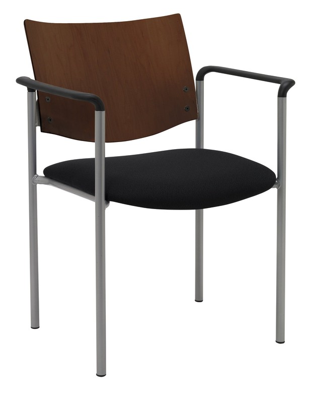 Pemberly Row Guest Chair – Arms – Black fabric – Chocolate Back