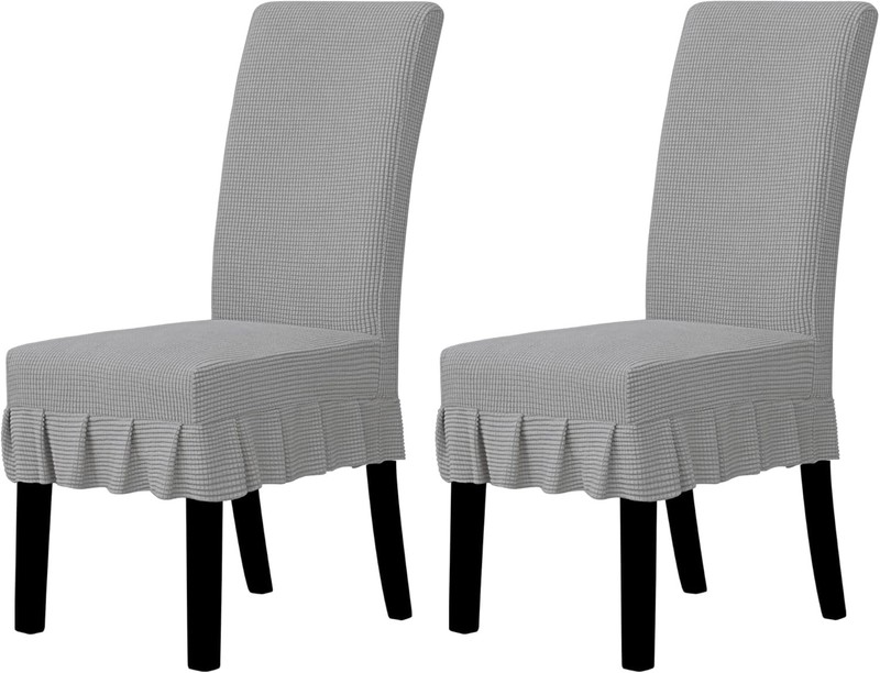 Easy-Going Dining Chair Covers Stretch Parsons 2 PCS, Light Gray