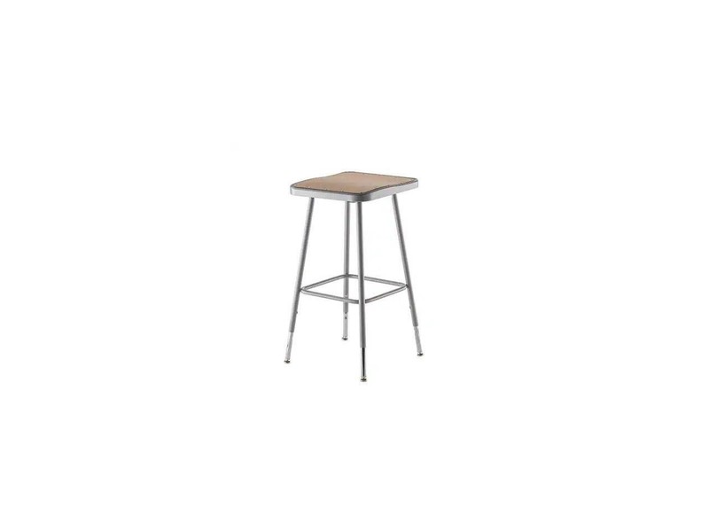 National Public Seating 6324H Grey Height Adjustable Steel Stool with Square Har gallery