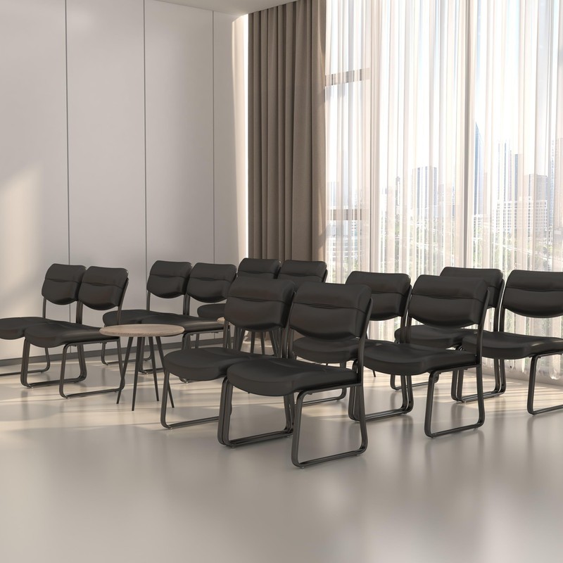 B9539 Leather Sled Base Side Chair in Black, 250 gallery