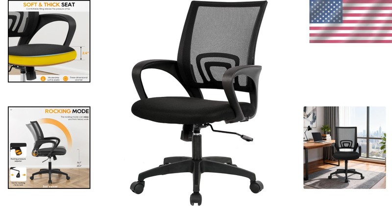 Ergonomic Office Chair Mesh Swivel Desk Chair Lumbar Support Adjustable gallery