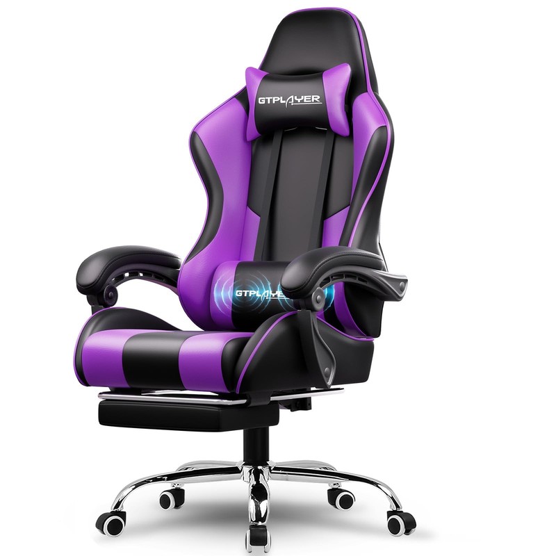 GTPLAYER Gaming Chair, Computer Chair with Footrest and Lumbar Support, Heigh…
