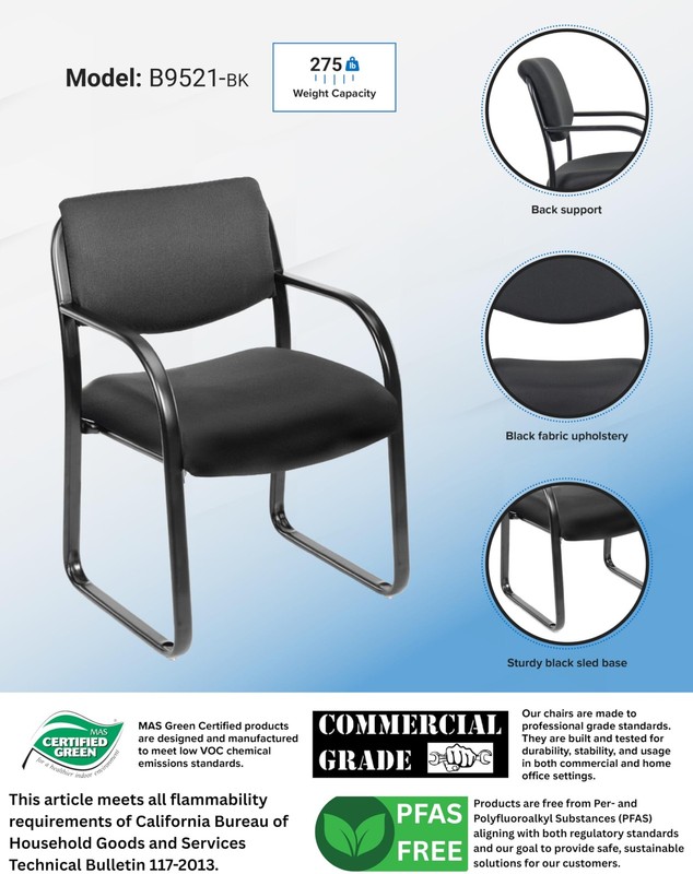 Fabric Guest Chair in Black (B9521-BK) gallery