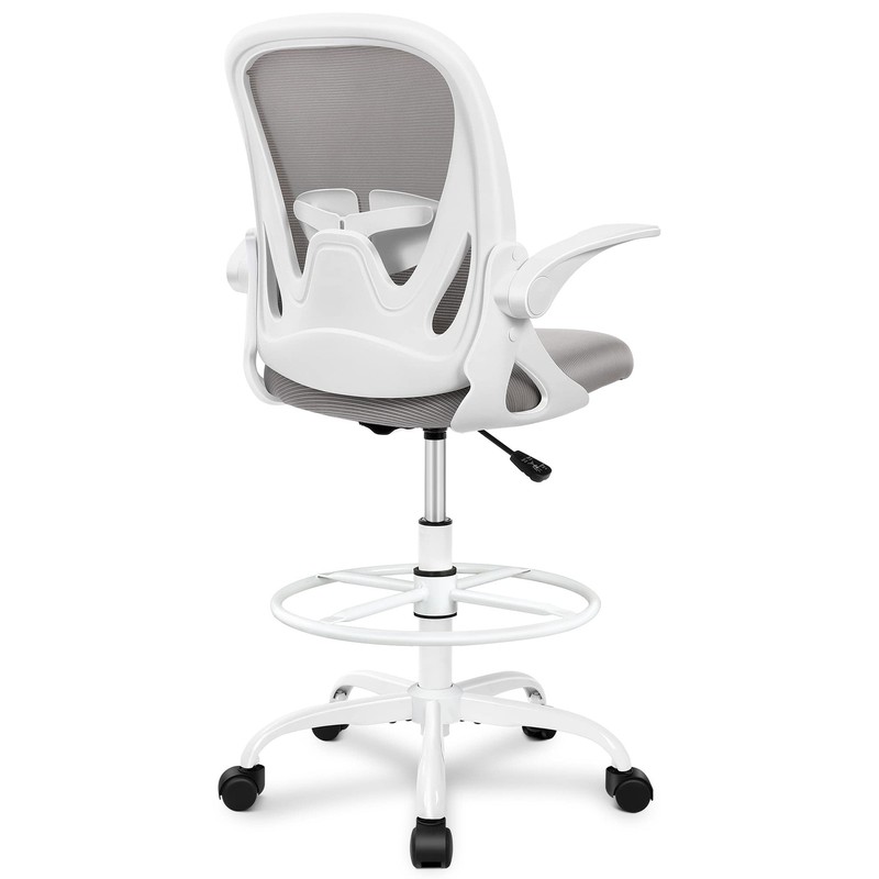 Primy Ergonomic Drafting Chair with Flip-up Armrests Tall Office Chair Grey gallery