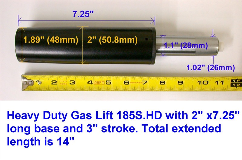 One Heavy Duty 185S.HD Chair Parts Gas Lift / 2 Inch Diameter Cylinder / 350lb