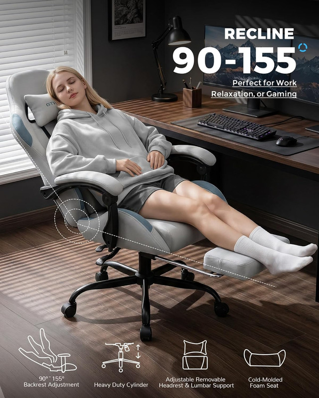 Gaming Chair Fabric with Pocket Spring Cushion,Computer Office Chair with Lumbar gallery
