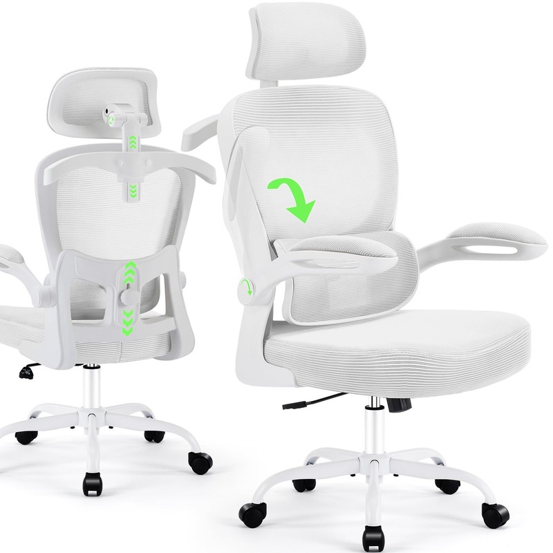 Office Chair Ergonomic Desk Chairs with Adjustable Lumbar Support& Headrest H…