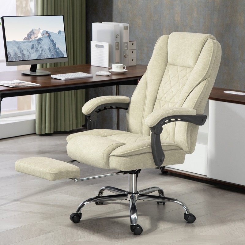 Massage Office Chair with Heat, Reclining, Footrest, Beige