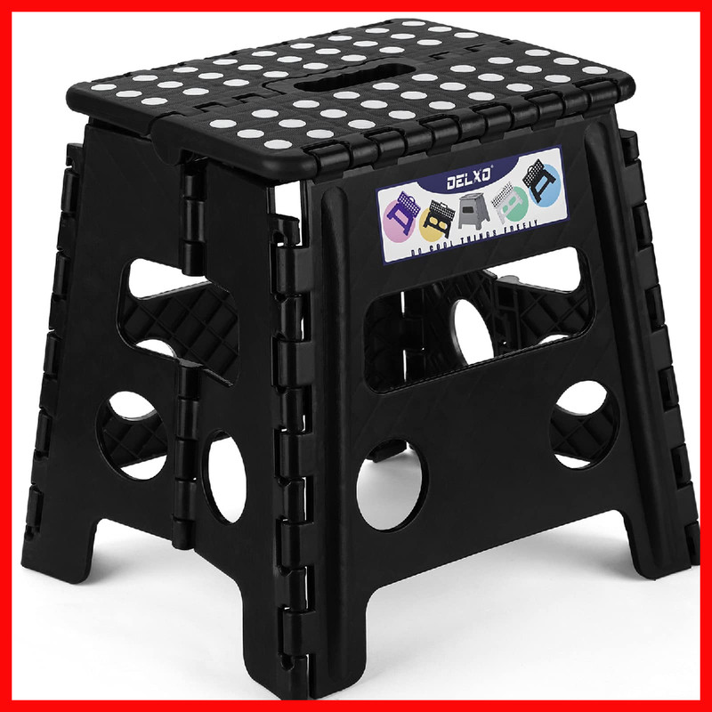 Delxo Folding Step Stool 13 Inch Non-Slip Foldable Stools Up To 300 Lbs Step
