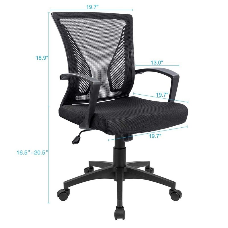 Furmax Office Chair Ergonomic Computer Desk Mesh Mid Back Medium, Black gallery