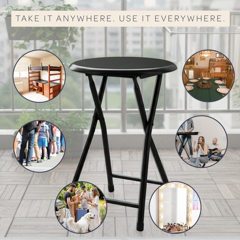 Folding Stool - Backless 18-Inch Stool with 225lb Capacity for Kitchen or Rec... gallery
