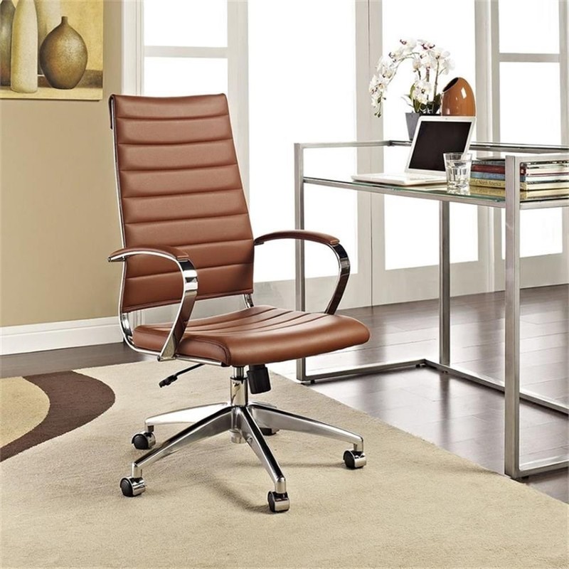 Modway Jive Modern Style Vinyl and Aluminum Highback Office Chair in Terracotta gallery