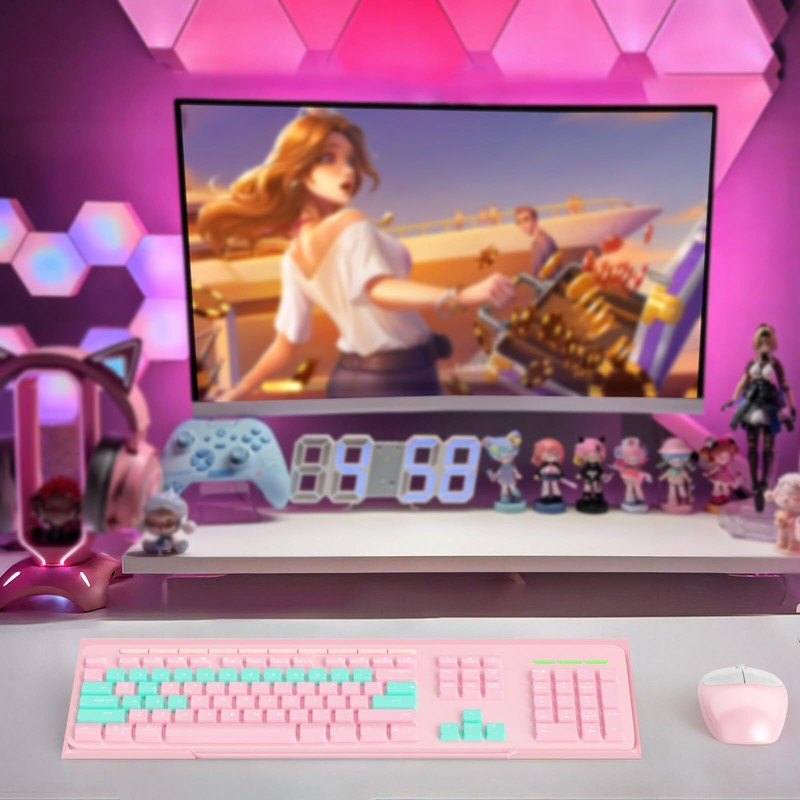 Ergonomic Computer Keyboard Stand - Pink Acrylic Keyboard Riser Tilted Keyboa... gallery