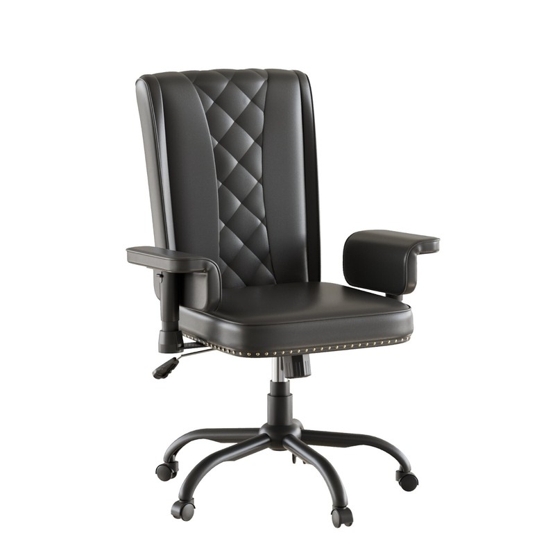 PU Leather Swivel Office Chair Rolling Computer Armrest Chair Adjustable Height