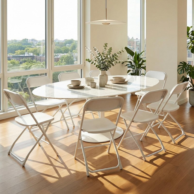 DUMOS Folding Chairs Sets of 20, 330lbs Capacity Plastic White gallery