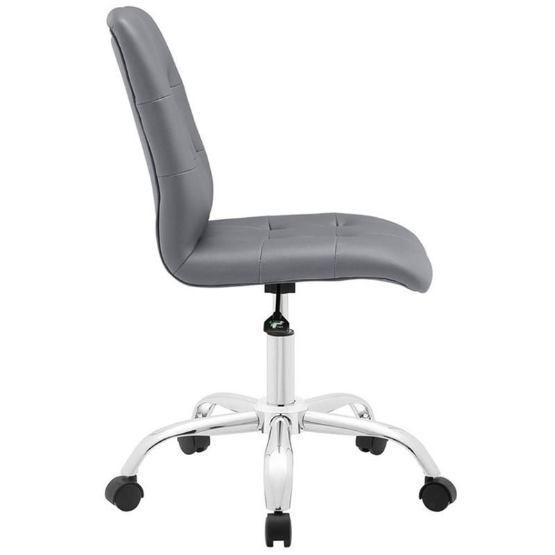Home Square 2 Piece Faux Leather/Stainless Steel Swivel Office Chair Set in Gray gallery