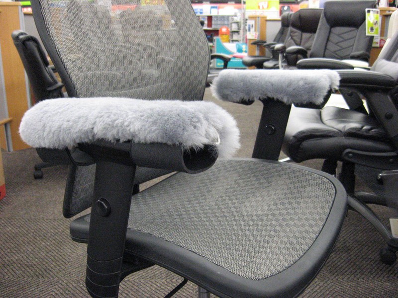PAIR Beige 10" Long Merino Sheepskin ARMREST Covers Pad Office or Wheelchairs gallery