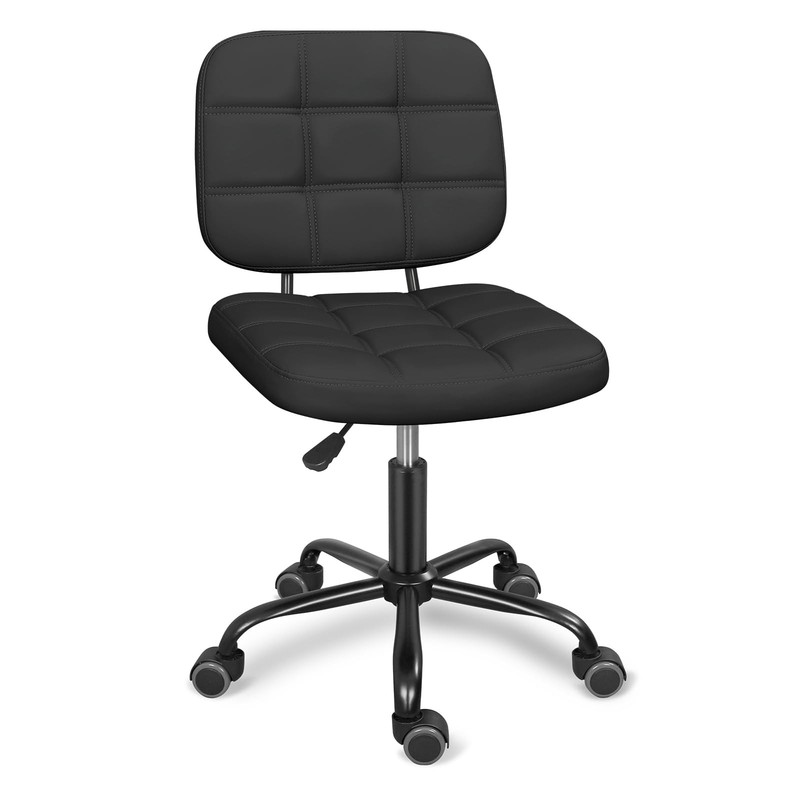 Armless Home Office Desk Chair with Wheels, Modern Ergonomic Drafting Rolling…